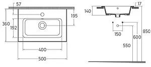 Раковина ISVEA SistemaT 50 белый глянцевый 10SL50050SV Раковина ISVEA SistemaT 50 белый глянцевый 10SL50050SV, 2