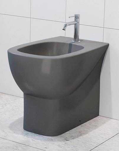 Биде напольное Sanita Luxe Infinity Color Grey Stone серый матовый BD.FS/Infinity/C/GRY.M/S1