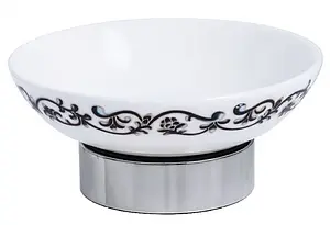 Мыльница Fixsen Bogema хром/белый с рисунком FX-788 Мыльница Fixsen Bogema хром/белый с рисунком FX-788, 1