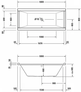 Ванна акриловая Duravit Starck 180x80 700338000000000, 2