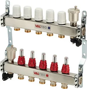 Группа коллекторная с расходомерами 5 отводов 1&quot;в/в x ¾&quot;ек Valtec VTc.586.EMNX.0605, 1