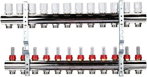 Группа коллекторная с расходомерами 12 отводов 1&quot;в/в x ¾&quot;ек Luxor CD 473M/12 15652712MN