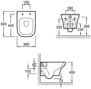 Комплект 6 в 1 Jacob Delafon Vox E21747RU-CP с кнопкой E36496-CP хром глянцевый, 4