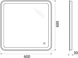 Зеркало с подсветкой BelBagno MARINO 60x60 SPC-MAR-600-600-LED-TCH Зеркало с подсветкой BelBagno MARINO 60x60 SPC-MAR-600-600-LED-TCH, 2