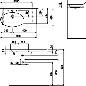 Раковина Laufen Palace 90 L белый 8.1670.2.000.104.1, 2