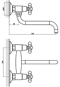 Смеситель для кухни настенный Gross Aqua Retro хром 4012083C-D05 Смеситель для кухни настенный Gross Aqua Retro хром 4012083C-D05, 2