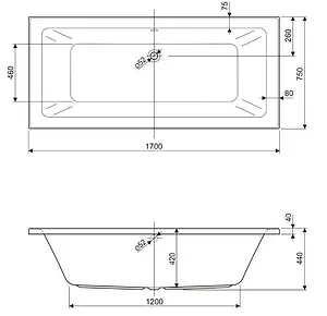 Ванна акриловая Cezares Plane Mini 170x75 Ванна акриловая Cezares Plane Mini 170x75, 2