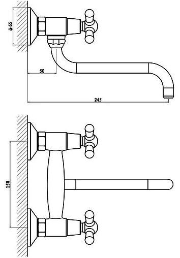 Смеситель для кухни настенный Gross Aqua Retro хром 4012083C-D05