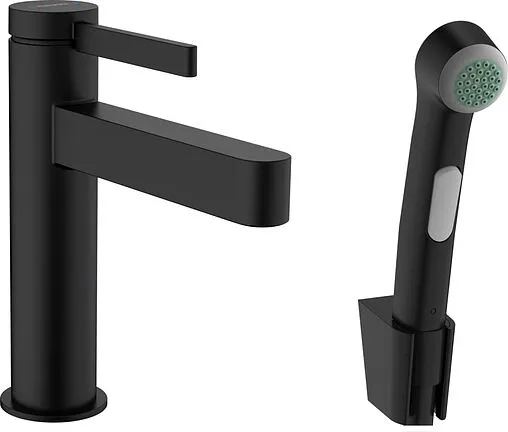 Смеситель для раковины с гигиеническим душем Hansgrohe Finoris 110 чёрный матовый 76210670