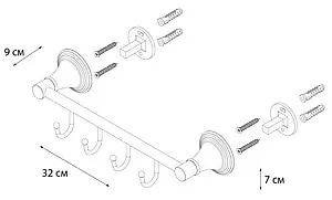 Планка с 4-мя крючками Fixsen Best хром FX-71605-4 Планка с 4-мя крючками Fixsen Best хром FX-71605-4, 3