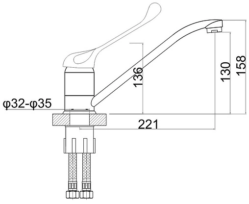 Смеситель для раковины хирургический Gross Aqua Professional хром 3509509C-G0149