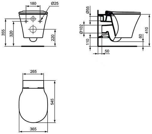 Комплект 5 в 1 Ideal Standard Connect Air AquaBlade R031001 с кнопкой R0115AA хром глянцевый