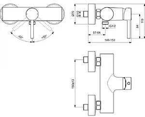 Смеситель для душа Ideal Standard Ceraline хром BC200AA Смеситель для душа Ideal Standard Ceraline хром BC200AA, 2