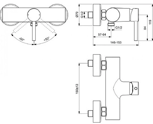 Смеситель для душа Ideal Standard Ceraline хром BC200AA Смеситель для душа Ideal Standard Ceraline хром BC200AA