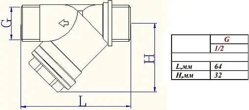 Фильтр угловой сетчатый ½"н x ½"н Valtec VT.190.N.04 Фильтр угловой сетчатый ½"н x ½"н Valtec VT.190.N.04