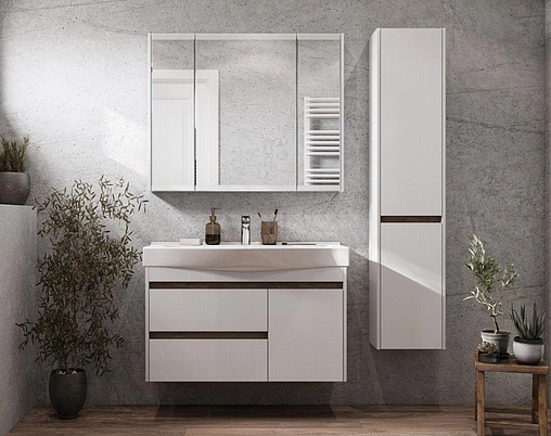 Шкаф-зеркало Aquaton Нортон 100 белый глянец 1A249302NT010