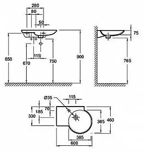 Раковина Jacob Delafon Spherik 60 R белый E4501-00, 2