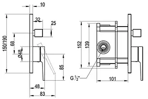 Смеситель для ванны скрытого монтажа Villeroy&Boch Subway 2.0 хром TVS10235300061 Смеситель для ванны скрытого монтажа Villeroy&Boch Subway 2.0 хром TVS10235300061, 2