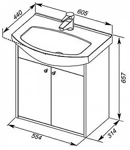 Тумба-умывальник Aquanet Грейс 60 белый/дуб сонома 00198371+00182641 Тумба-умывальник Aquanet Грейс 60 белый/дуб сонома 00198371+00182641, 2