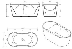 Ванна акриловая отдельностоящая BelBagno 150x75 BB200-1500-750, 2