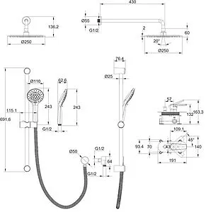 Душевая система со смесителем для душа Cersanit Moduo хром 64087 Душевая система со смесителем для душа Cersanit Moduo хром 64087, 2