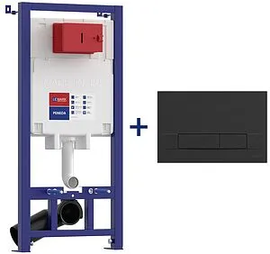 Инсталляция для подвесного унитаза Set 3 в 1 Lemark Peneda+Bit 9880213 с кнопкой черный матовый soft touch Инсталляция для подвесного унитаза Set 3 в 1 Lemark Peneda+Bit 9880213 с кнопкой черный матовый soft touch, 1