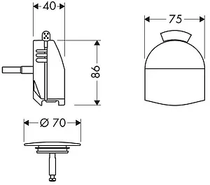 Внешняя монтажная часть сифона для ванны Hansgrohe Exafill 58128000, 2