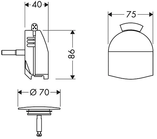 Внешняя монтажная часть сифона для ванны Hansgrohe Exafill 58128000