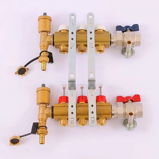 Группа коллекторная с расходомерами 3 отвода 1&quot;в/в x ¾&quot;ек Tiemme 3870008