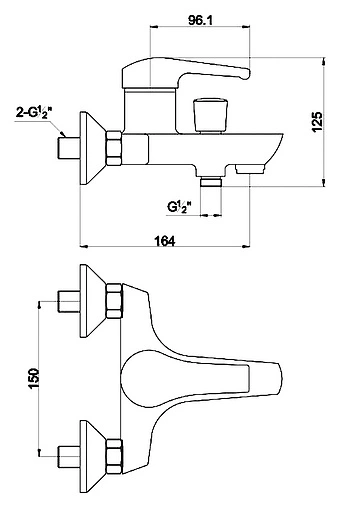 Смеситель для ванны Timo Classic хром 0044Y