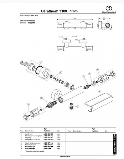 Термостат для душа Ideal Standard Ceratherm T100 хром A7229AA