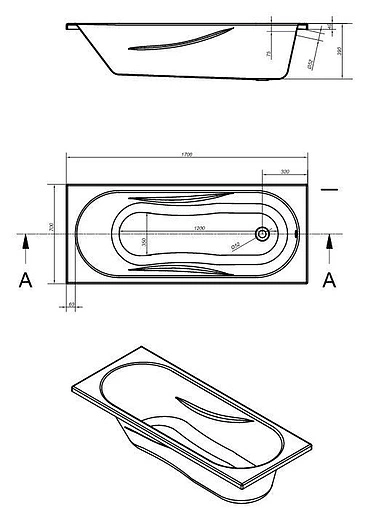 Ванна акриловая MITO Mito Red 170x70 63377