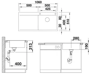 Мойка кухонная Blanco Flow 5 S-IF 106 R нержавеющая сталь 521640 Мойка кухонная Blanco Flow 5 S-IF 106 R нержавеющая сталь 521640, 2
