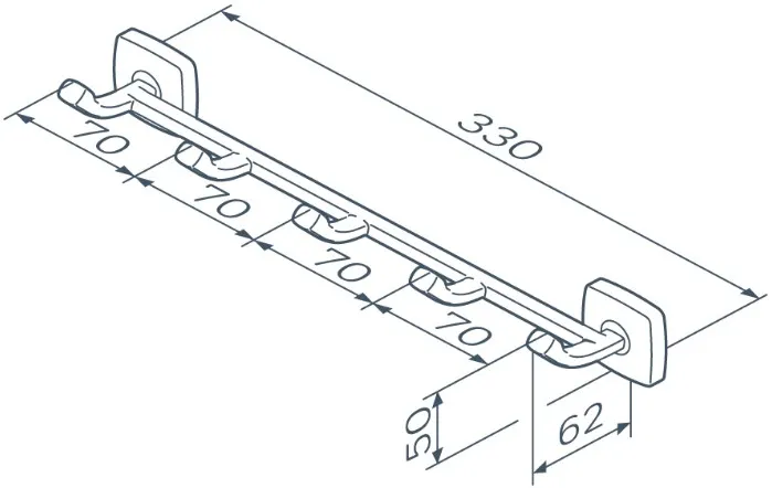 Планка с 5-ю крючками Am.Pm Gem чёрный матовый A9035922 Планка с 5-ю крючками Am.Pm Gem чёрный матовый A9035922, 2