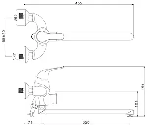 Смеситель для ванны с длинным изливом Lemark Swan чёрный матовый/золото LM5451BG Смеситель для ванны с длинным изливом Lemark Swan чёрный матовый/золото LM5451BG, 2
