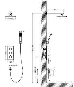 Душевая система с термостатом для ванны Timo Tetra-thermo золото матовое SX-0199/17SM, 2