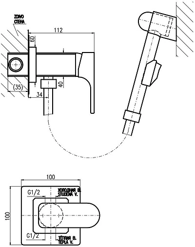 Гигиенический душ со смесителем Rav Slezak Yukon хром YU147