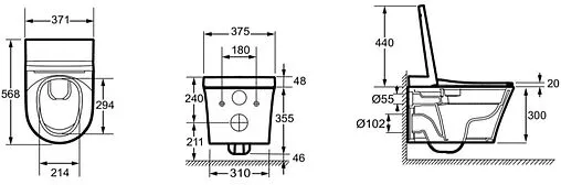 Умный унитаз-биде подвесной безободковый Jacob Delafon Seine Rimless белый E28072-00 Умный унитаз-биде подвесной безободковый Jacob Delafon Seine Rimless белый E28072-00