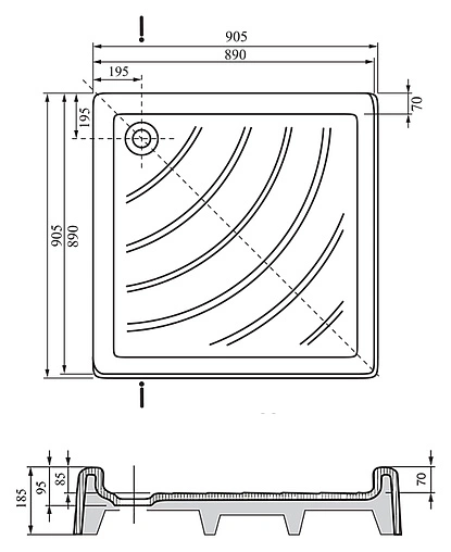 Поддон для душа Ravak Angela-90 PU A007701120