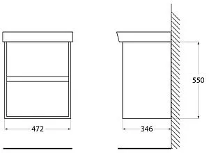 Тумба-умывальник подвесная BelBagno NEON 50 Rovere Scuro NEON-500-2C-SO-RS+19050, 2