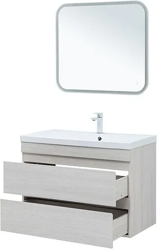 Тумба-умывальник подвесная Aquanet Нота New 100 дуб холден 00334206+00204096