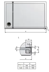 Душевое ограждение 1400мм прозрачное стекло Roltechnik Walk WALK G/1400 940-1400000-00-02, 2