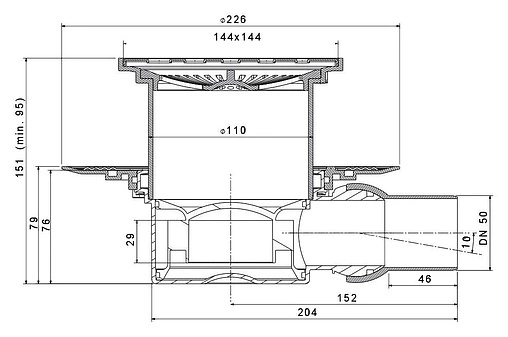 Трап горизонтальный Set Pestan Confluo Standart Angle 1 200x200мм 13000013