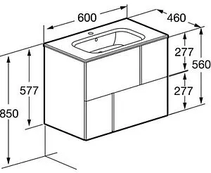 Тумба-умывальник подвесная Roca Luna 60 синий ZRU9307766+ZRU9307770+32700B000 Тумба-умывальник подвесная Roca Luna 60 синий ZRU9307766+ZRU9307770+32700B000, 2