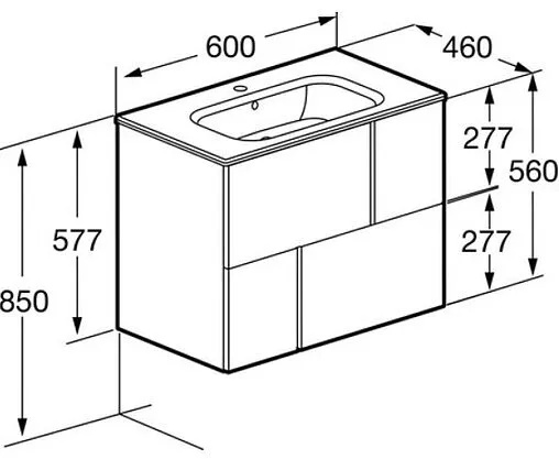 Тумба-умывальник подвесная Roca Luna 60 синий ZRU9307766+ZRU9307770+32700B000