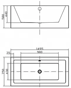 Ванна акриловая отдельностоящая Swedbe Vita 150x75 8825, 3