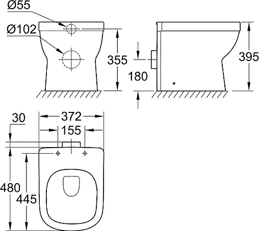 Унитаз приставной безободковый Grohe Euro Ceramic белый 3932900H
