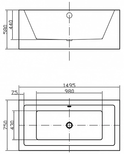 Ванна акриловая отдельностоящая Swedbe Vita 150x75 8825