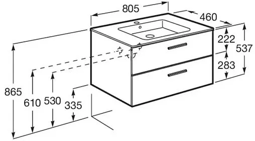 Тумба под умывальник подвесная Roca Victoria 80 городской дуб A857470402