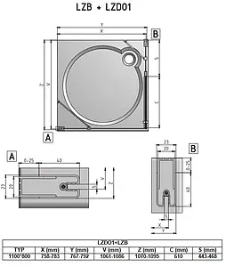 Душевое ограждение 1100x800мм прозрачное стекло Roltechnik Lega Lift Line LZDO1+LZB/1100*800 226-1100000-00-02+228-8000000-00-02, 2